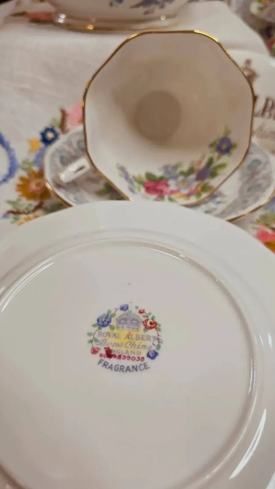 A Royal Albert plate with the backstamp