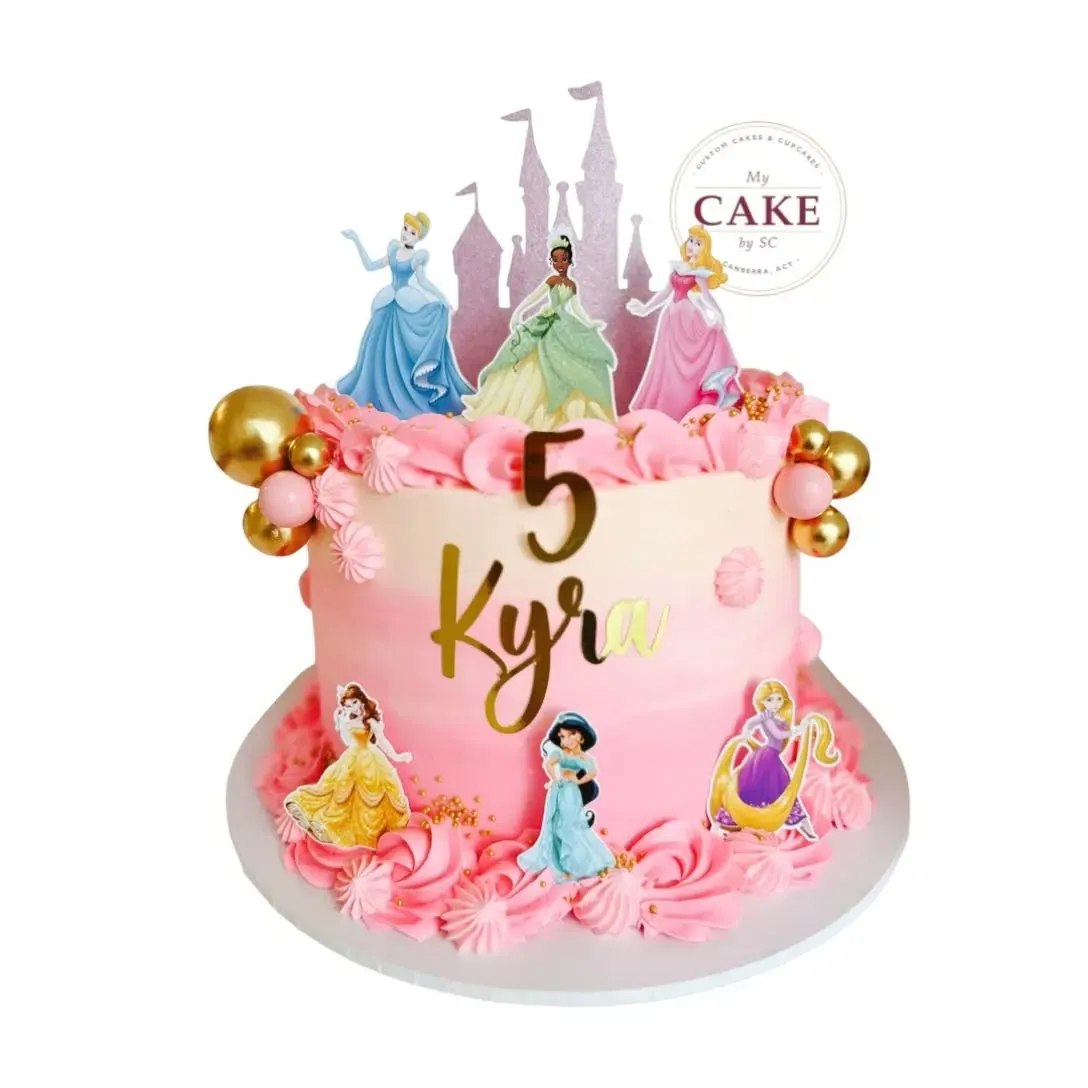 A pink princess birthday cake