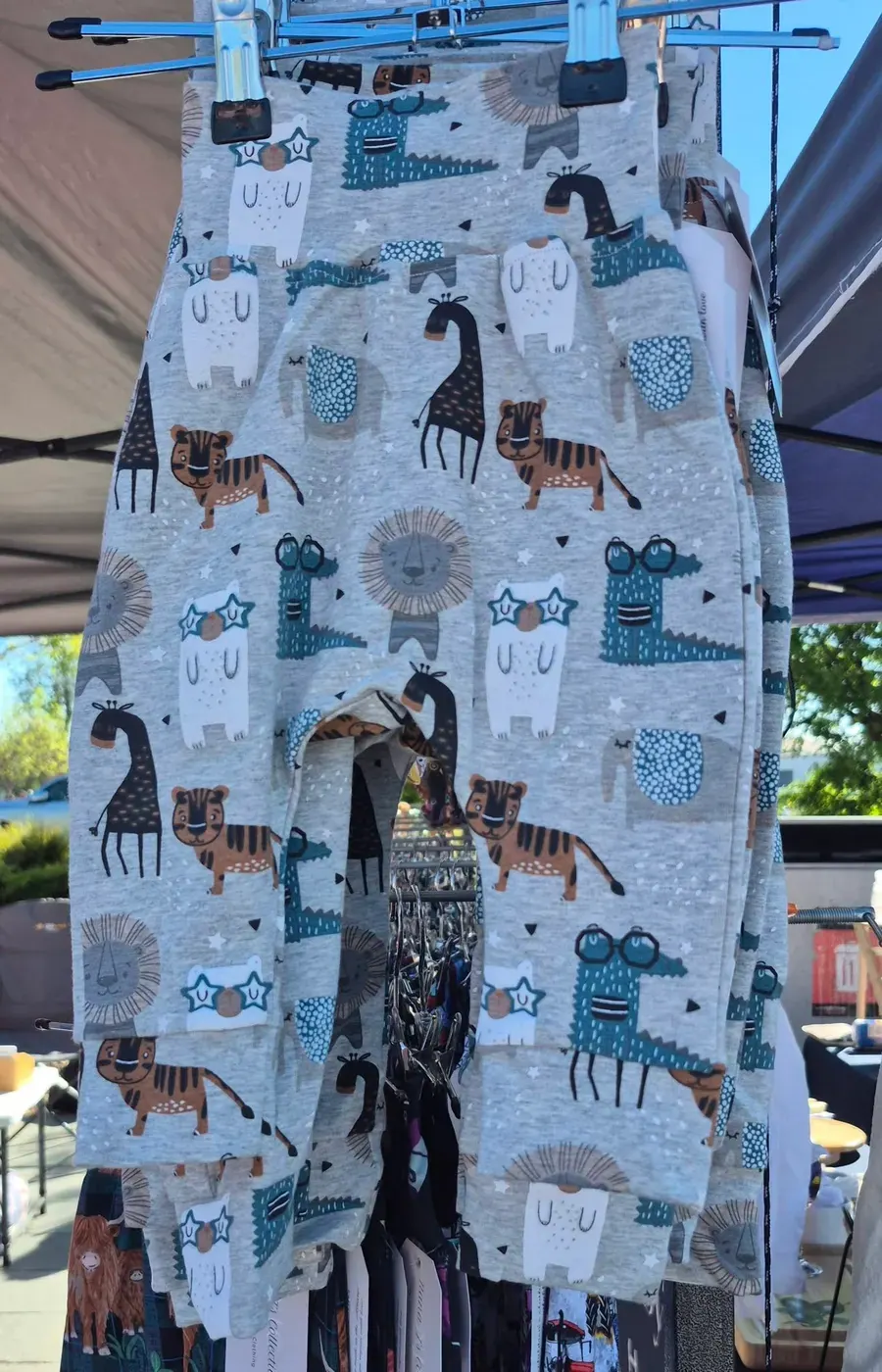 A romper with animal prints