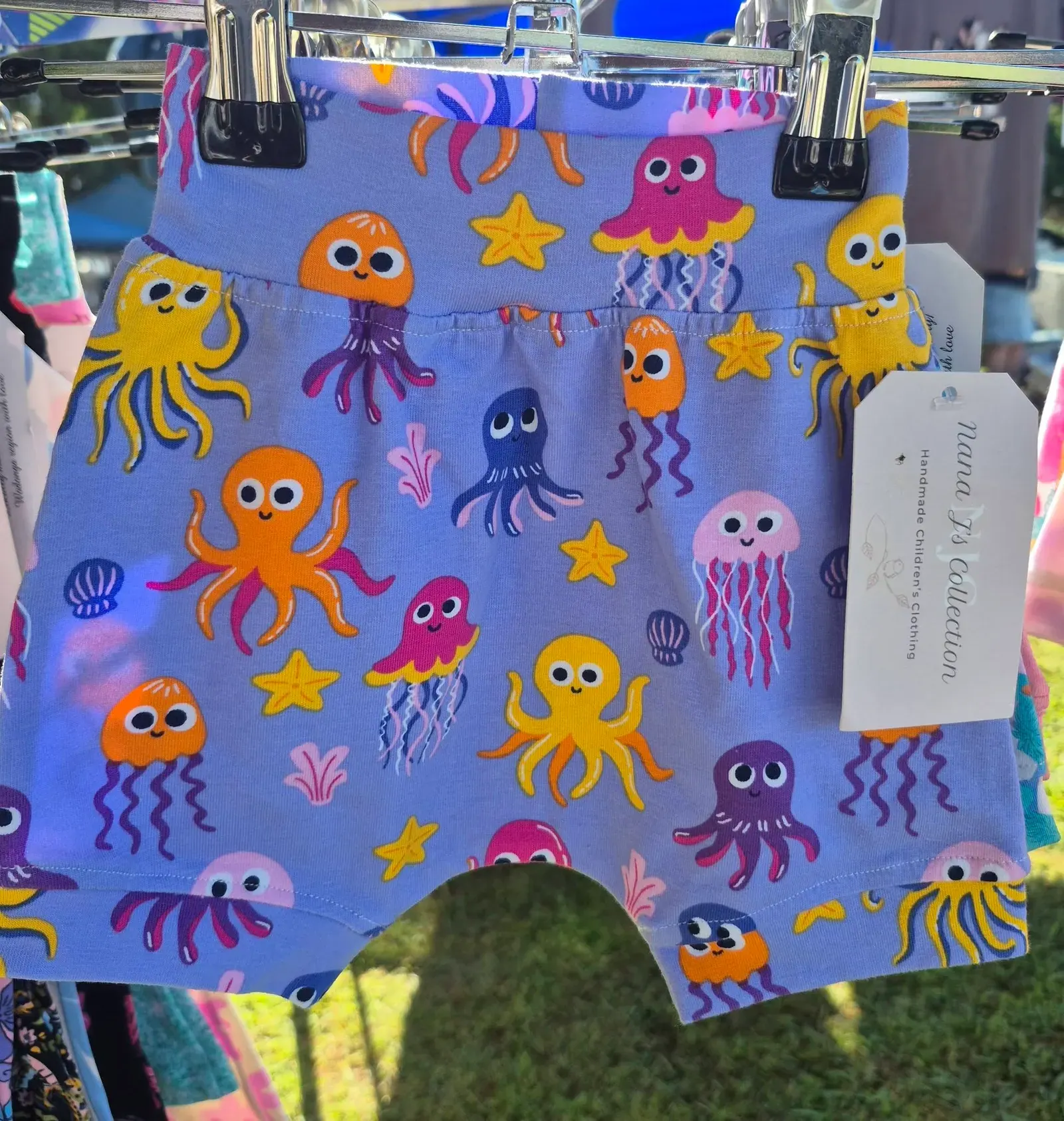 Octopus print shorts on a market rack