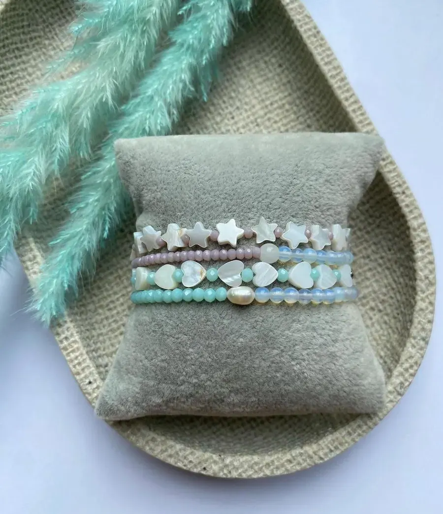 A beaded bracelet display