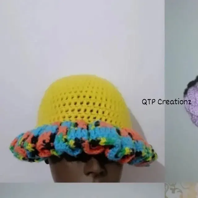 A rainbow crochet hat