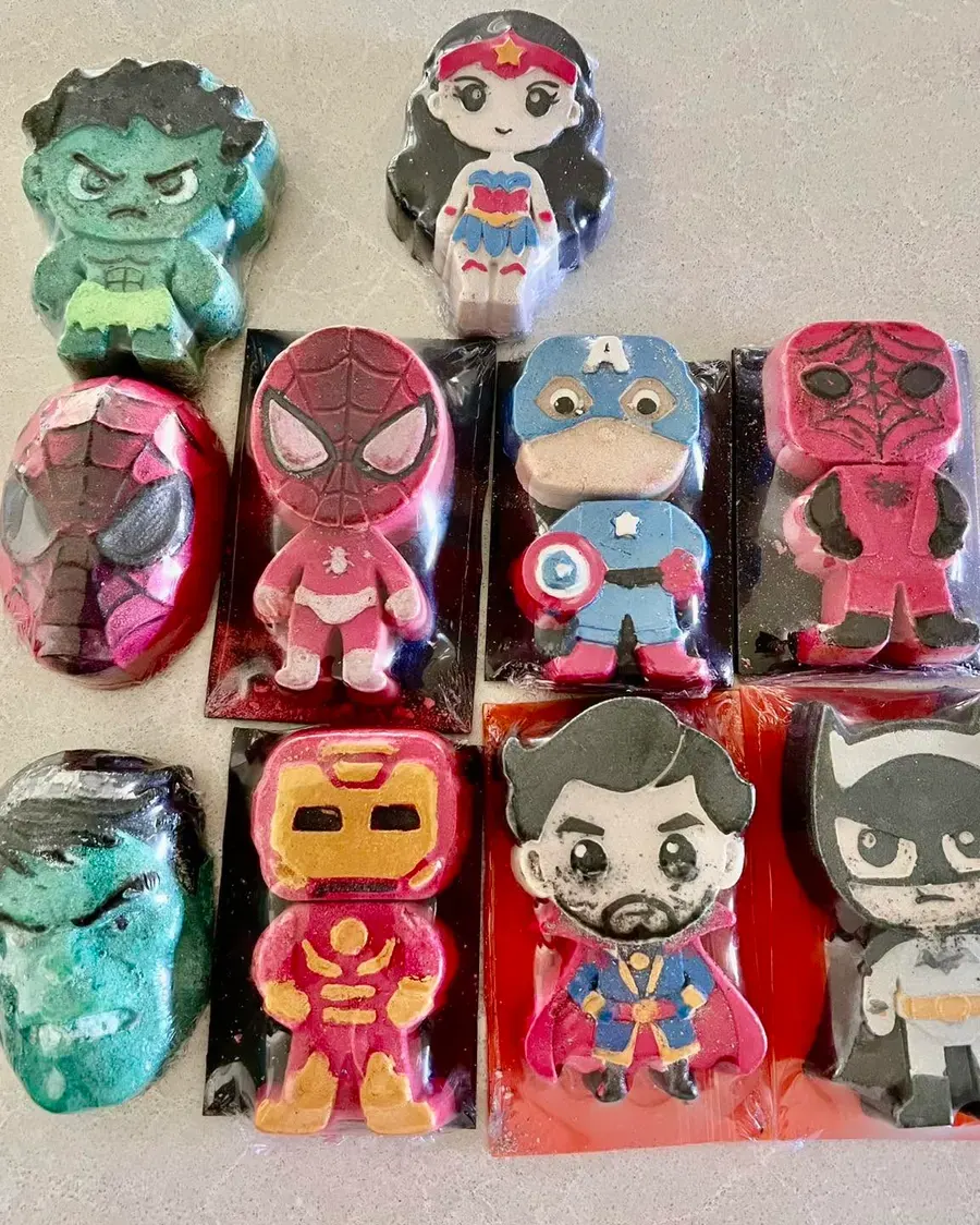 Superhero shaped soaps
