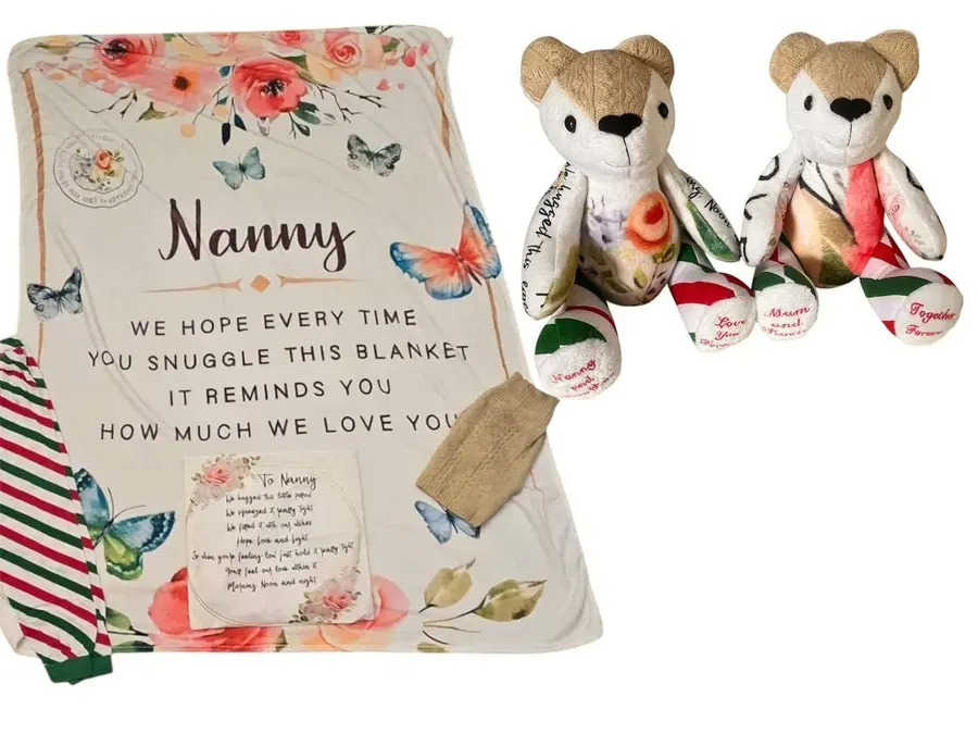 A memory bear with a thoughtful note