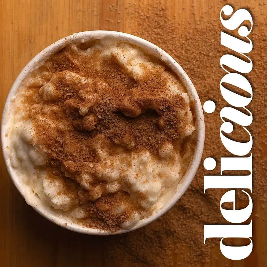 A bowl of cinnamon rice pudding