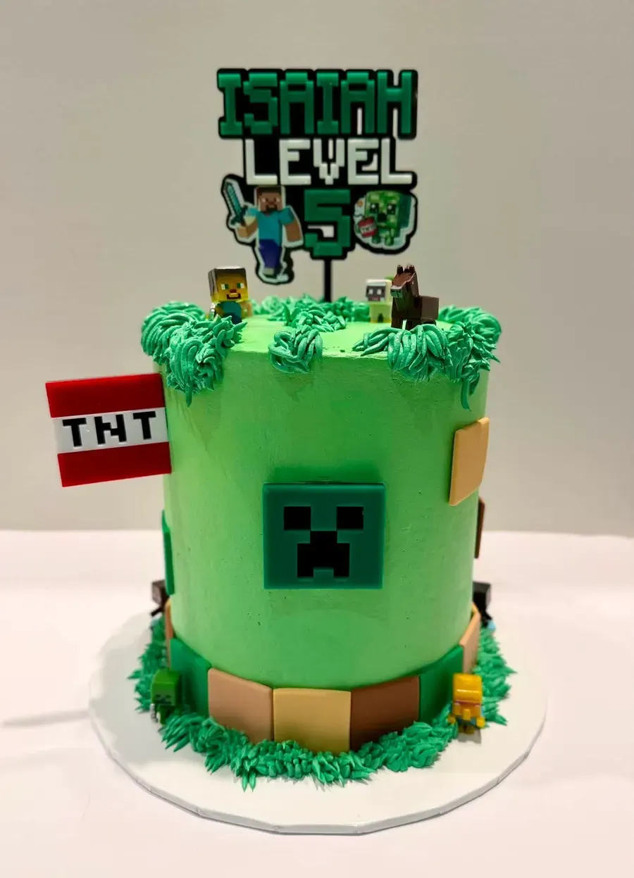 A Minecraft themed cake